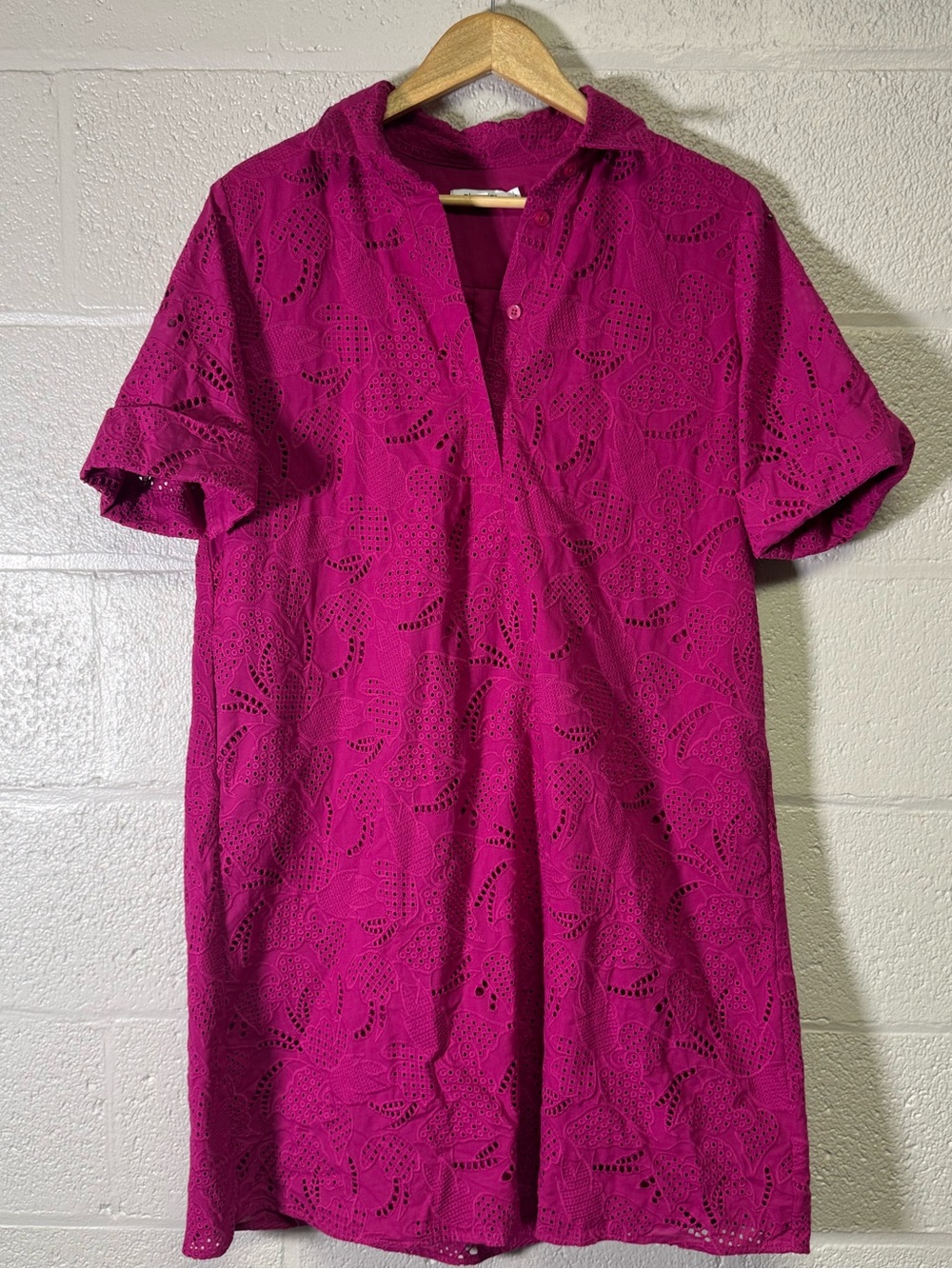 Chico's Magenta Eyelet Tunic Dress